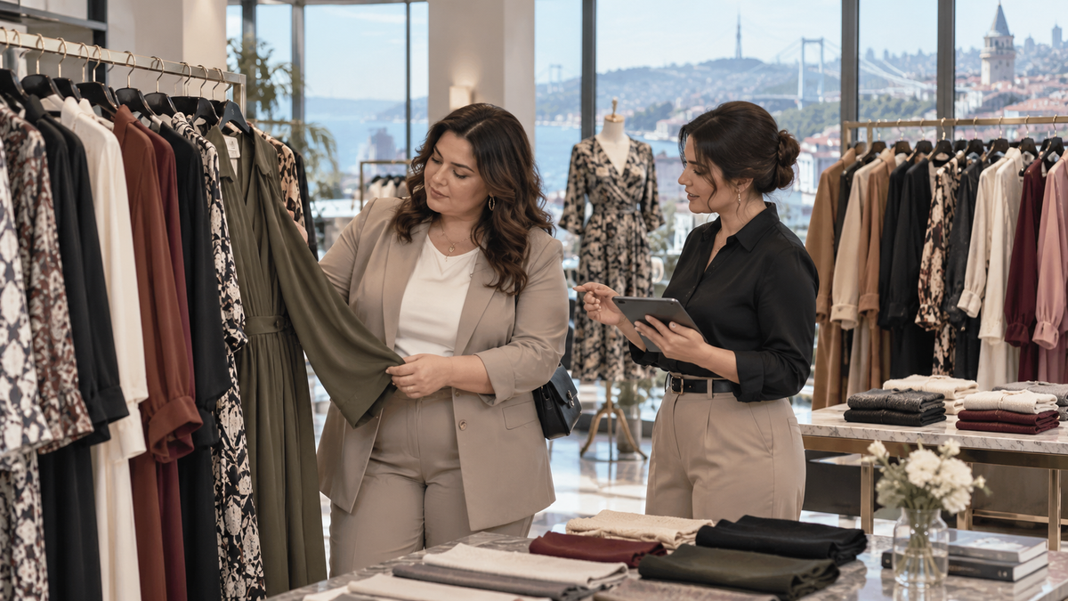 Toptan büyük beden kadın giyim için üretici ve koleksiyon değerlendiren butik alıcısı
