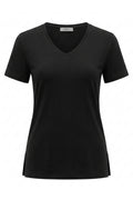 Damen-T-Shirt aus Baumwolle und Viskose mit V-Ausschnitt und Seitenschlitzen, große Größen