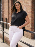 Plus Size Damen Jessica Satinbluse Modernes Design Eleganter Kragen