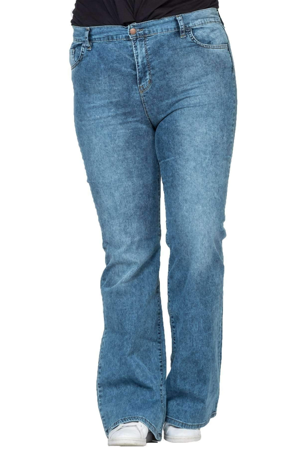 Hanezza с подписью, женские дизайнерские расклешенные джинсы Blue Jean - Image 4