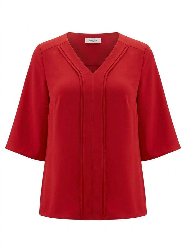 Plus Size Elegant V-Neck Pintuck Detail Jessica Crepe Blouse