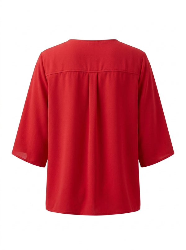 Plus Size Elegant V-Neck Pintuck Detail Jessica Crepe Blouse