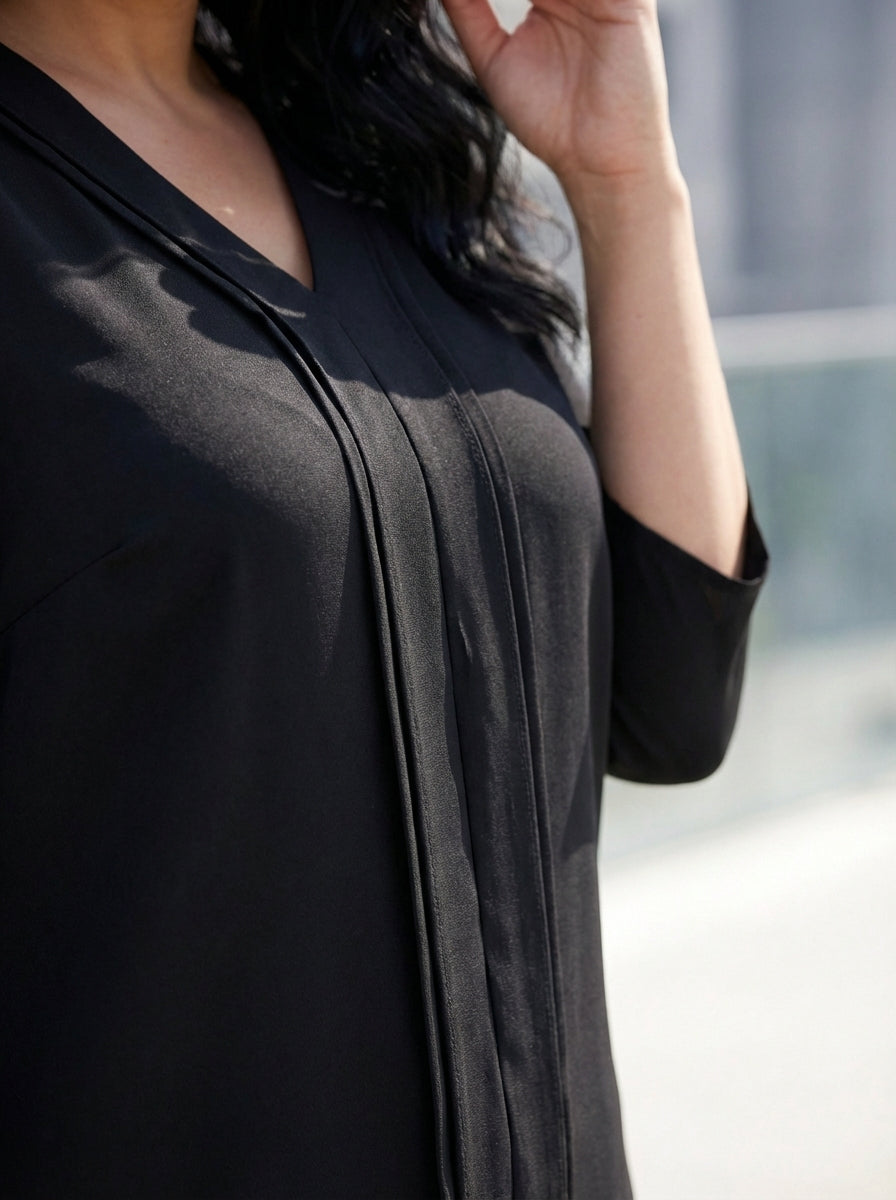 Plus Size Elegant V-Neck Pintuck Detail Jessica Crepe Blouse - Image 72