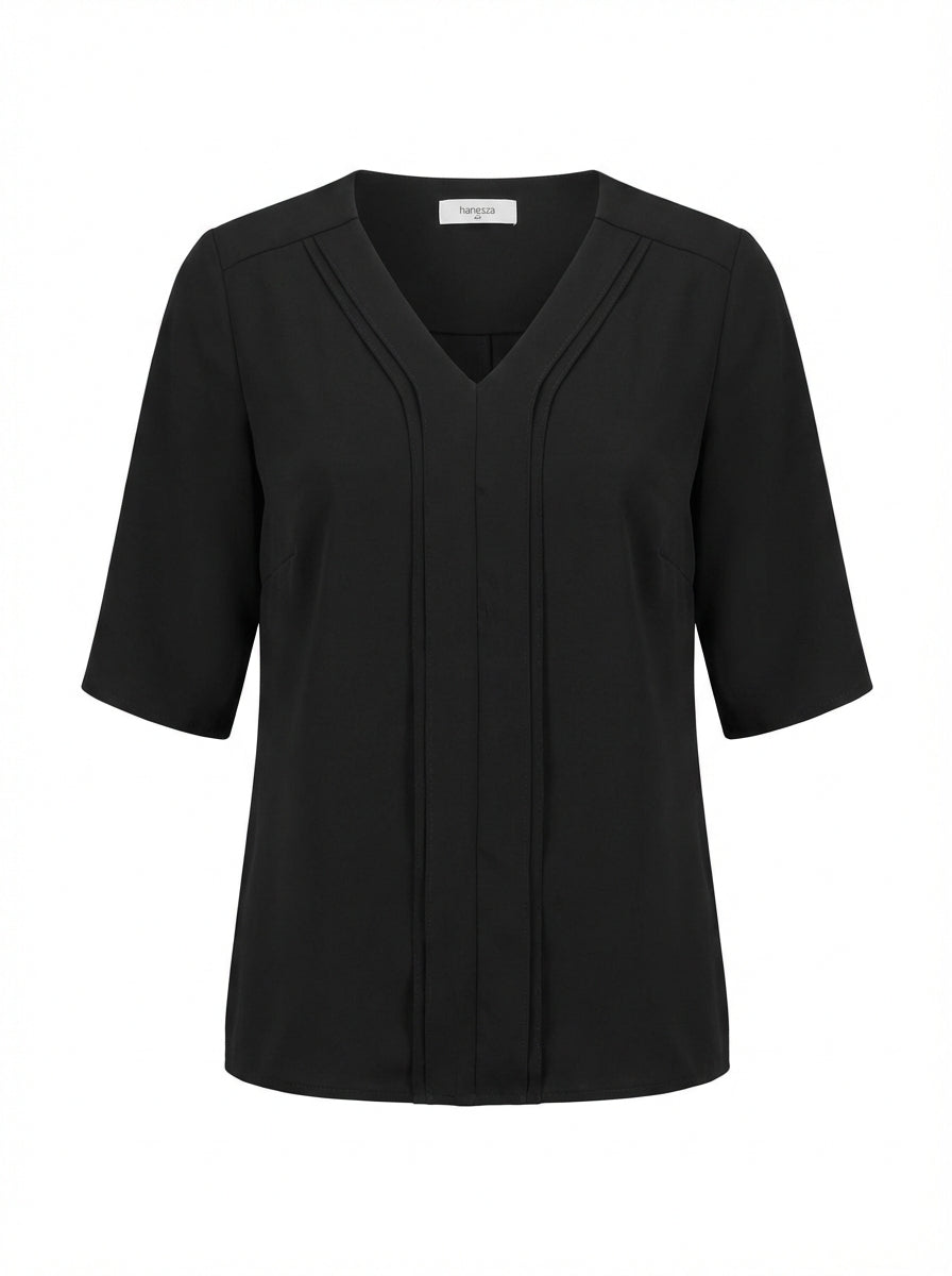 Plus Size Elegant V-Neck Pintuck Detail Jessica Crepe Blouse - Image 75