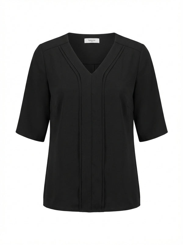 Plus Size Elegant V-Neck Pintuck Detail Jessica Crepe Blouse