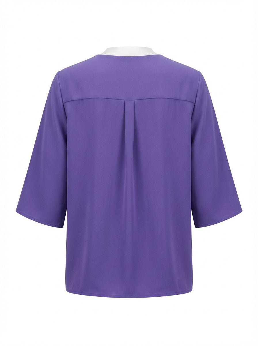 Plus Size Elegant V-Neck Pintuck Detail Jessica Crepe Blouse - Image 69