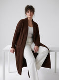 Plus Size Women's Green Shawl Collar Pockets Long Cable Knit Cardigan