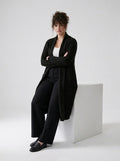 Plus Size Women's Green Shawl Collar Pockets Long Cable Knit Cardigan