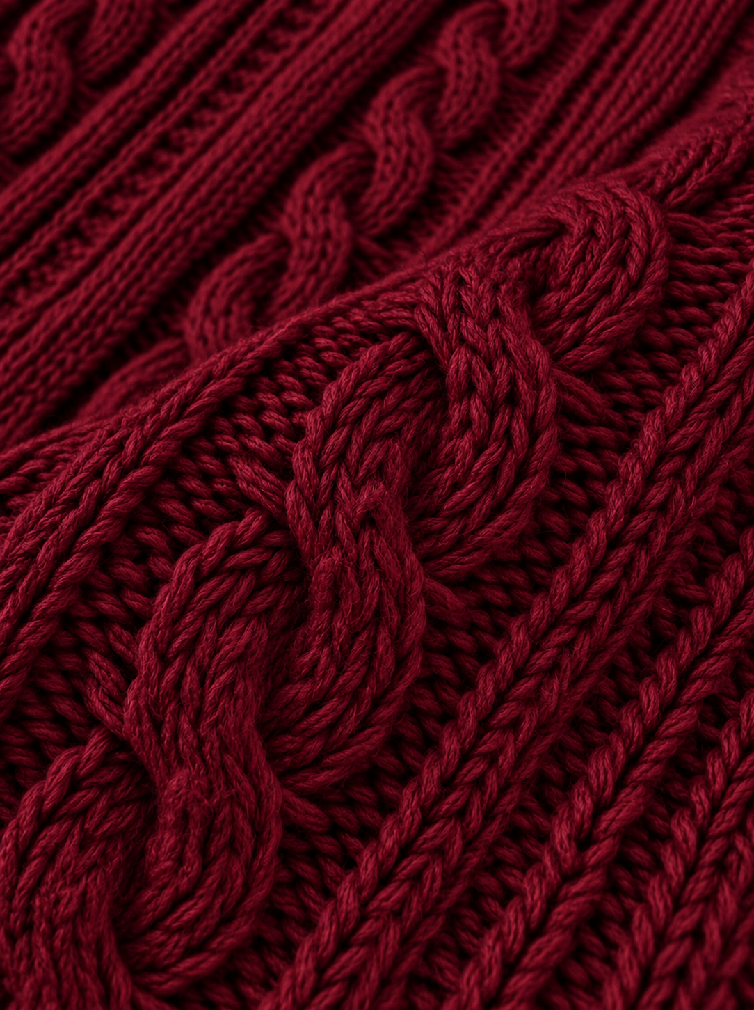 Lange Damenstrickjacke mit Zopfmuster und Knöpfen, große Größen