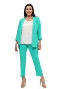 Chaqueta blazer de Atlas elástico con bolsillos para mujer, talla grande