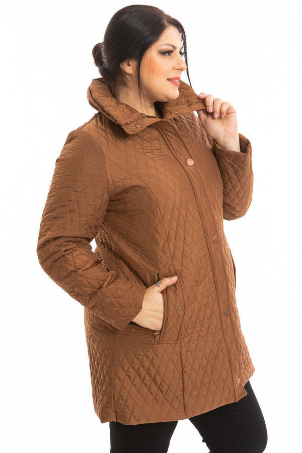 Kadın Kapitone Mont - Taba