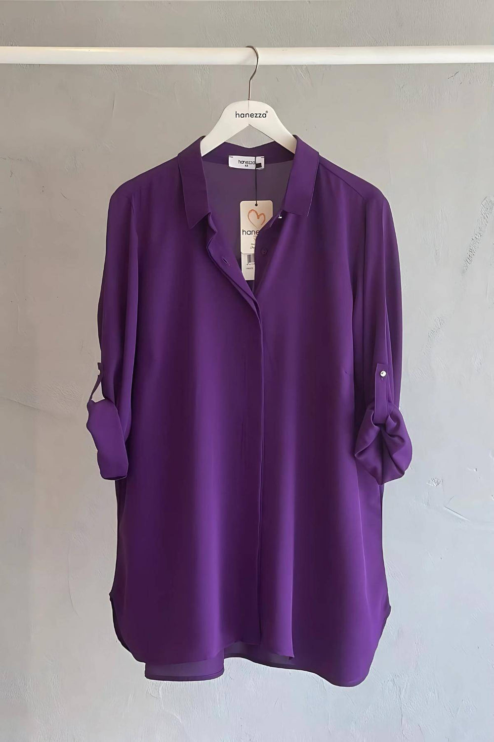 Plus Size Women's Terracotta Hidden Placket Wrinkle-Free Woven Shirt - Image 61