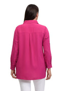 Büyük Beden Kadın Kiremit Gizli Patlı Kırışmaz Dokuma Gömlek