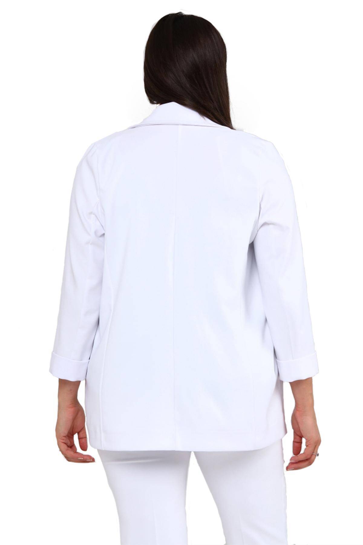 Chaqueta blazer de Atlas elástico con bolsillos para mujer, talla grande