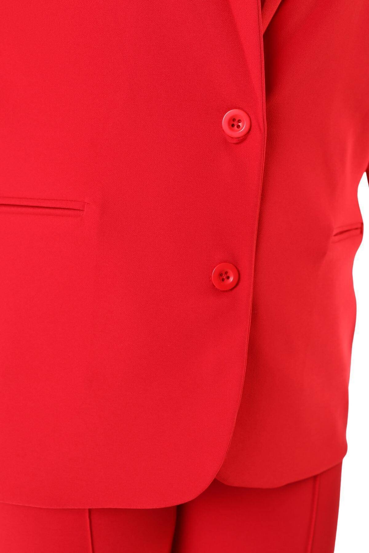 Women's Plus Size Crepe Fabric Blazer Jacket - Batwing Sleeve Double Button