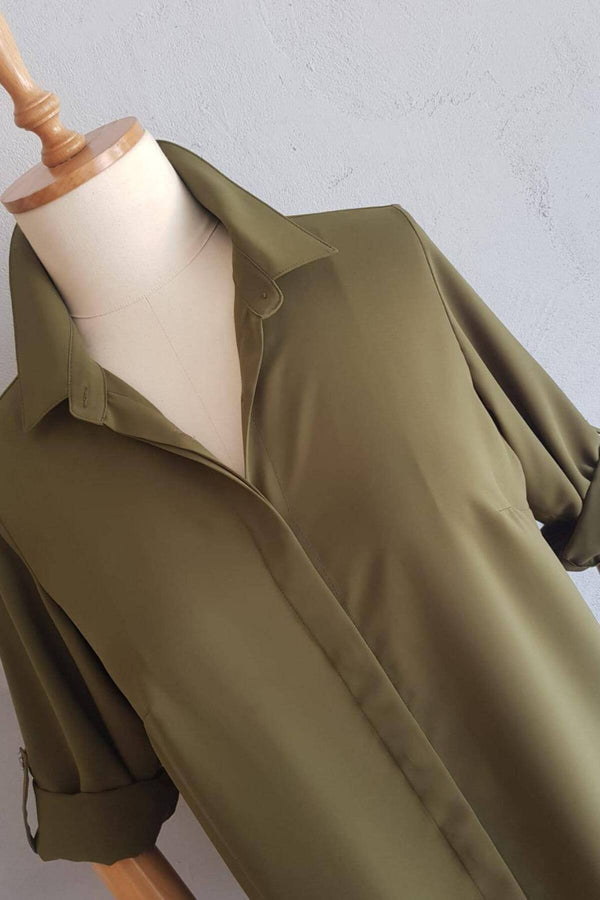 Plus Size Women's Terracotta Hidden Placket Wrinkle-Free Woven Shirt
