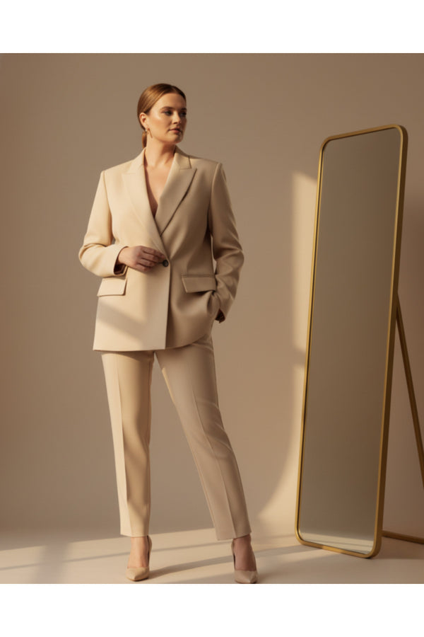 Büyük Beden Kadın  Oversize Vatkalı Astarlı Blazer Ceket