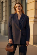 Plus Size Damen Oversize Blazer mit Schulterpolstern und Futter