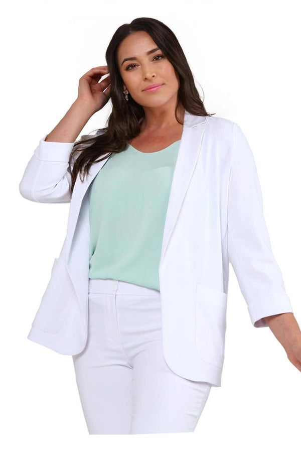 Chaqueta blazer de Atlas elástico con bolsillos para mujer, talla grande