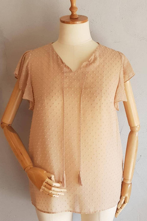 Φλοράλ μπλούζα μεγάλων μεγεθών με βολάν στα μανίκια