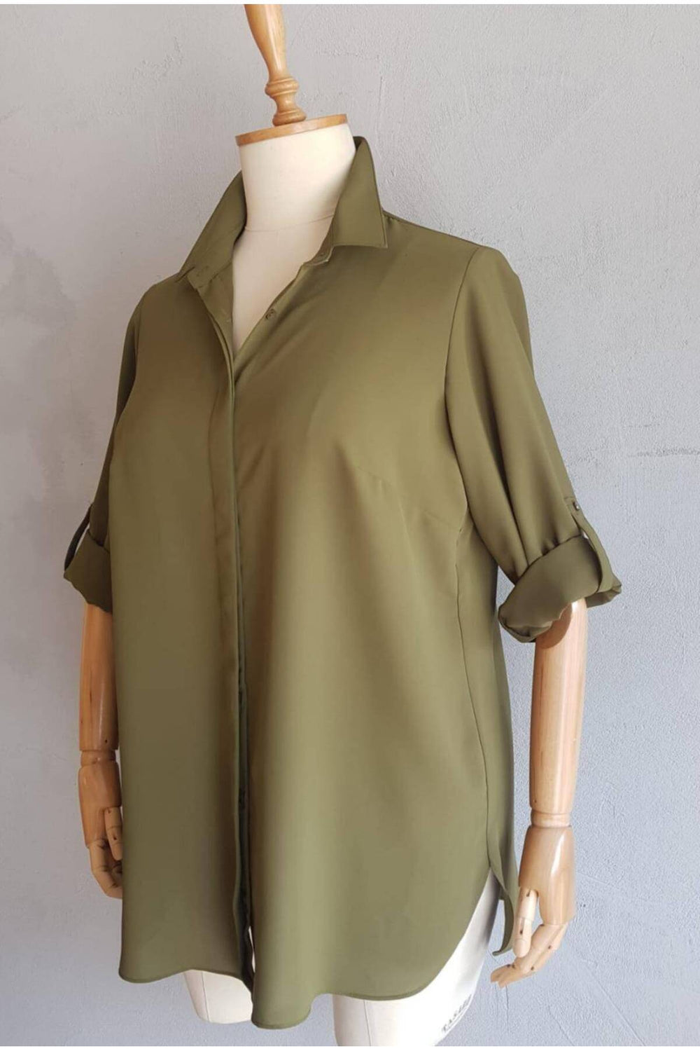 Plus Size Women's Terracotta Hidden Placket Wrinkle-Free Woven Shirt - Image 35