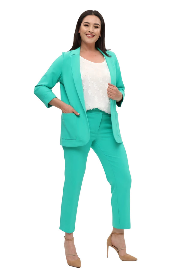 Chaqueta blazer de Atlas elástico con bolsillos para mujer, talla grande