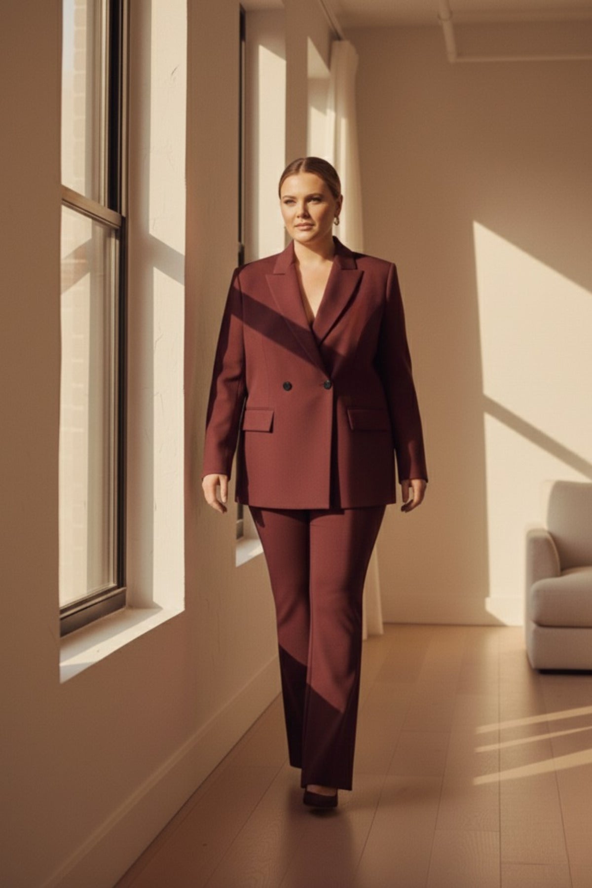 Plus Size Damen Oversize Blazer mit Schulterpolstern und Futter