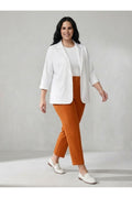 Women's Plus Size Crepe Fabric Blazer Jacket - Batwing Sleeve Double Button