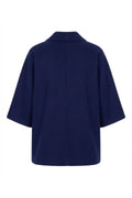 Women's Plus Size Crepe Fabric Blazer Jacket - Batwing Sleeve Double Button