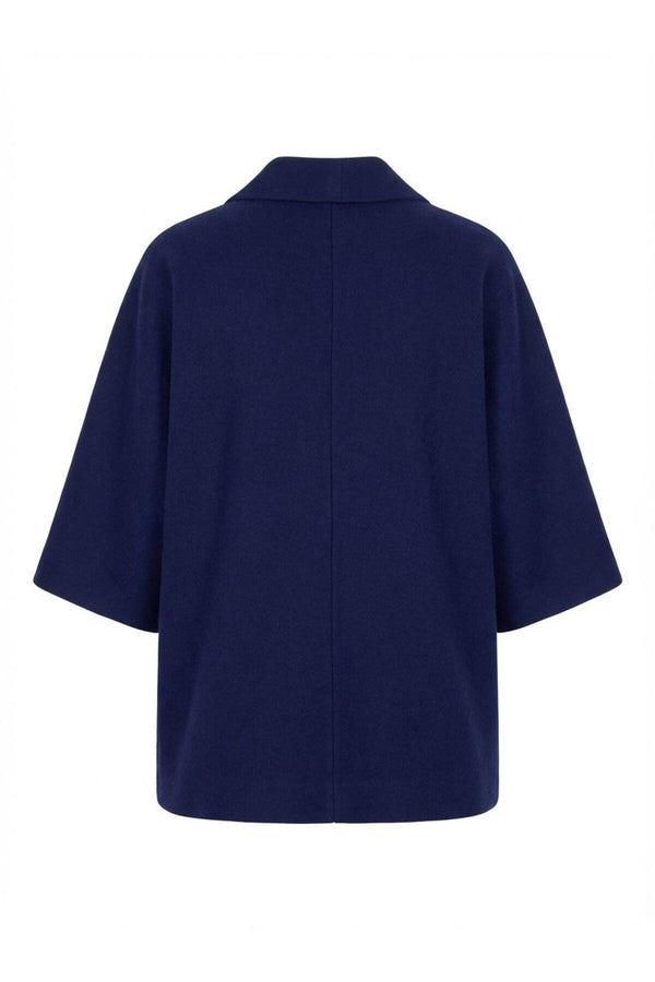 Women's Plus Size Crepe Fabric Blazer Jacket - Batwing Sleeve Double Button