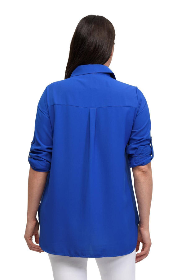 Plus Size Women's Terracotta Hidden Placket Wrinkle-Free Woven Shirt