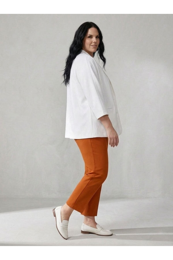 Women's Plus Size Crepe Fabric Blazer Jacket - Batwing Sleeve Double Button