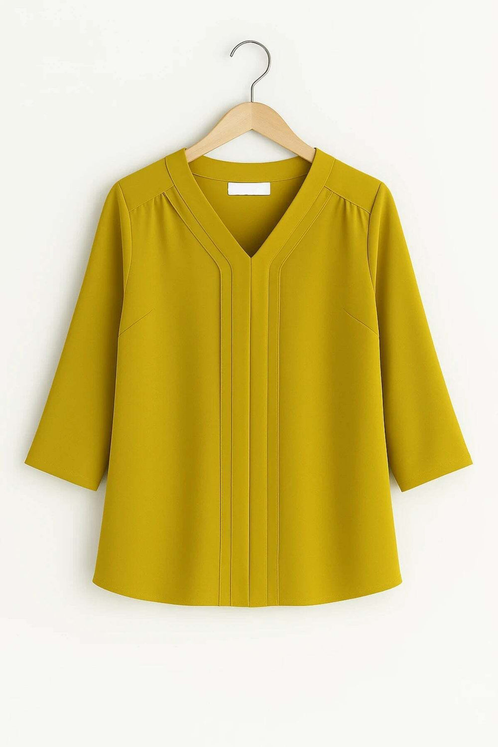 Plus Size Elegant V-Neck Pintuck Detail Jessica Crepe Blouse - Image 12