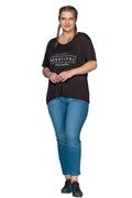 V-Ausschnitt Print-T-Shirt