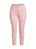Elastische Damenjeans mit hohem Bund, große Größen