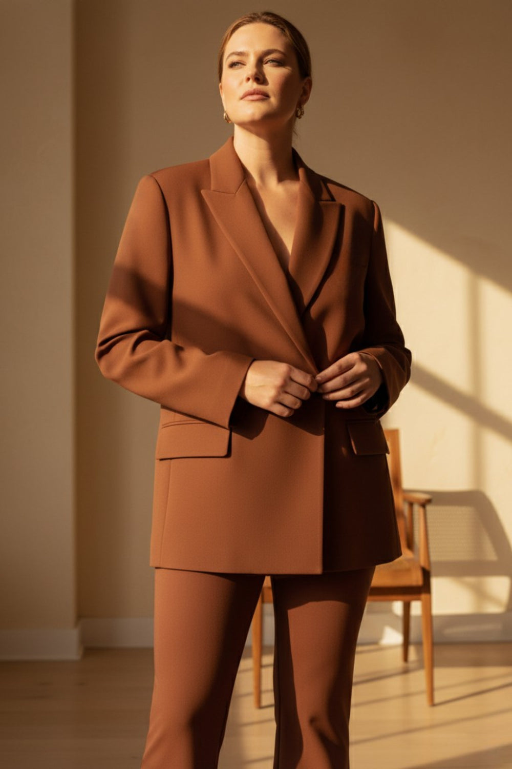 Büyük Beden Kadın  Oversize Vatkalı Astarlı Blazer Ceket - Image 13