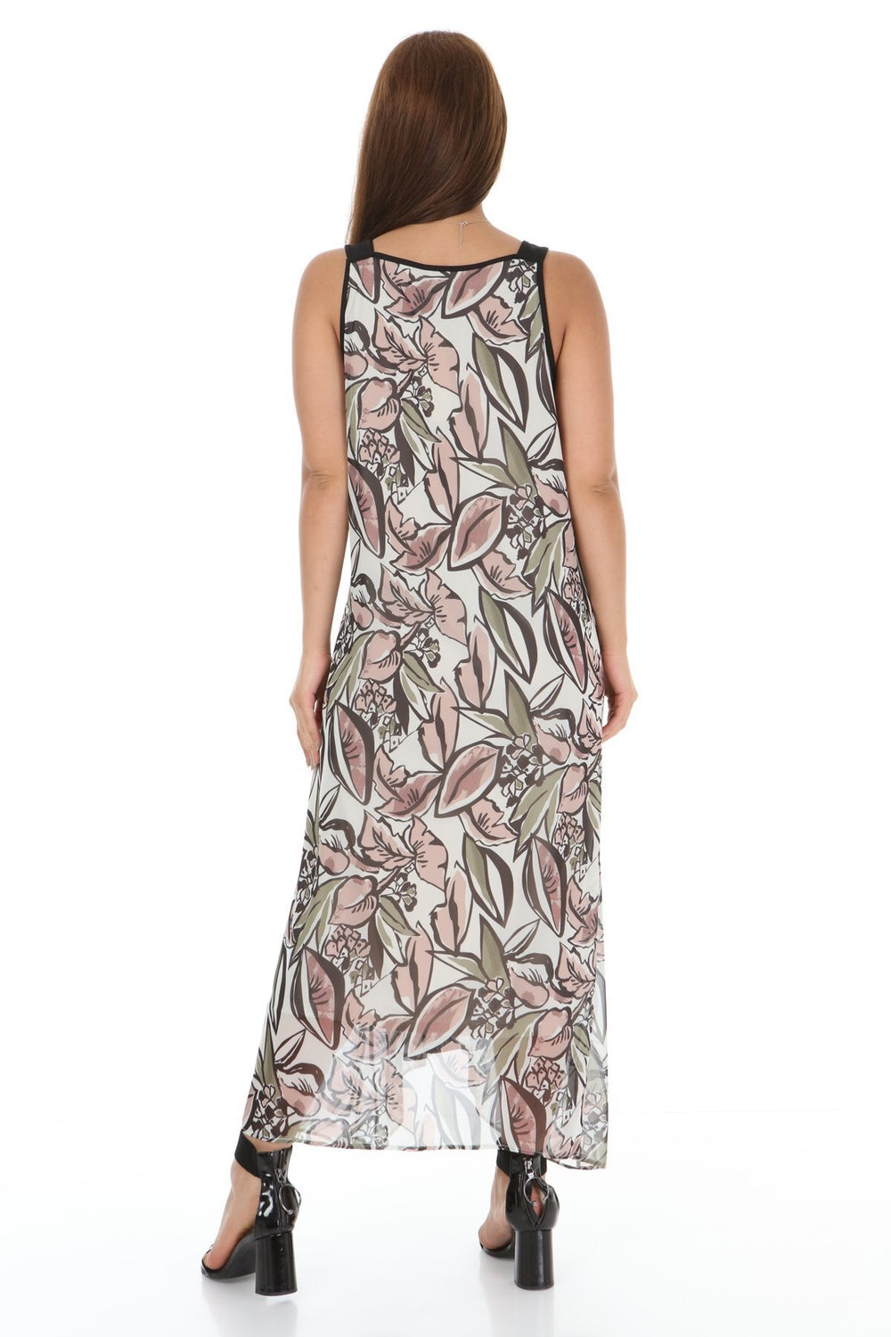 Hanezza Şifon Elbise Asimetrik Kesim Çiçek Desenli Pamuklu Viskon - Image 5
