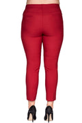Hanezza Plus Size High-Waist Lycra Atlas-Hose – Knöchellang in Creme
