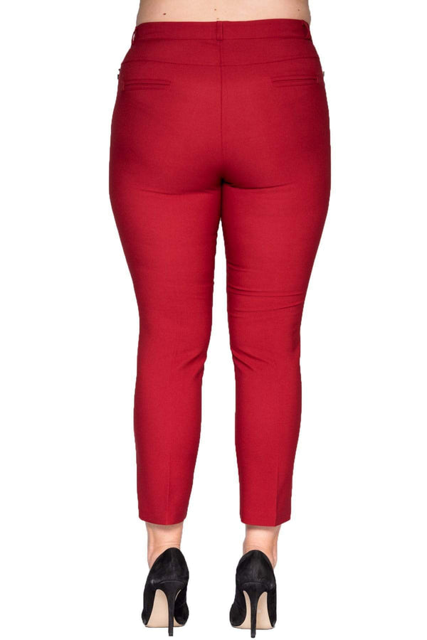 Plus Size High-Waist Lycra Cream Ankle-Length Atlas Trousers