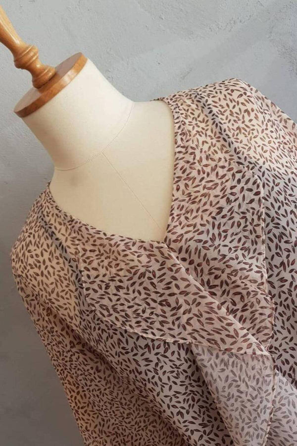 Büyük Beden Kadın  Şifon Fırfırlı Bluz - Astarlı