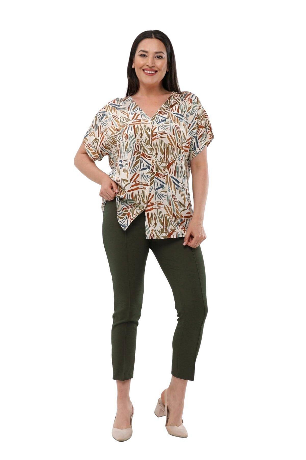 Büyük Beden Kadın Yüksek Bel Likralı Atlas Pantolon - Image 70