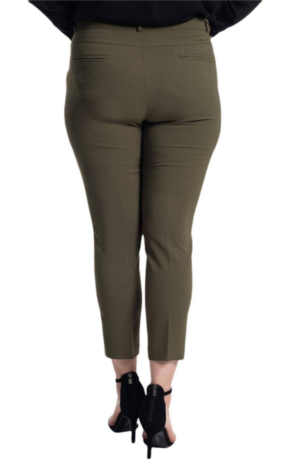 Plus Size High-Waist Lycra Cream Ankle-Length Atlas Trousers - Image 51