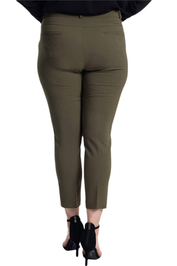 Plus Size High-Waist Lycra Cream Ankle-Length Atlas Trousers