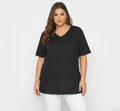 Damen-T-Shirt in Lila mit V-Ausschnitt aus Baumwolle und Viskose in großen Größen