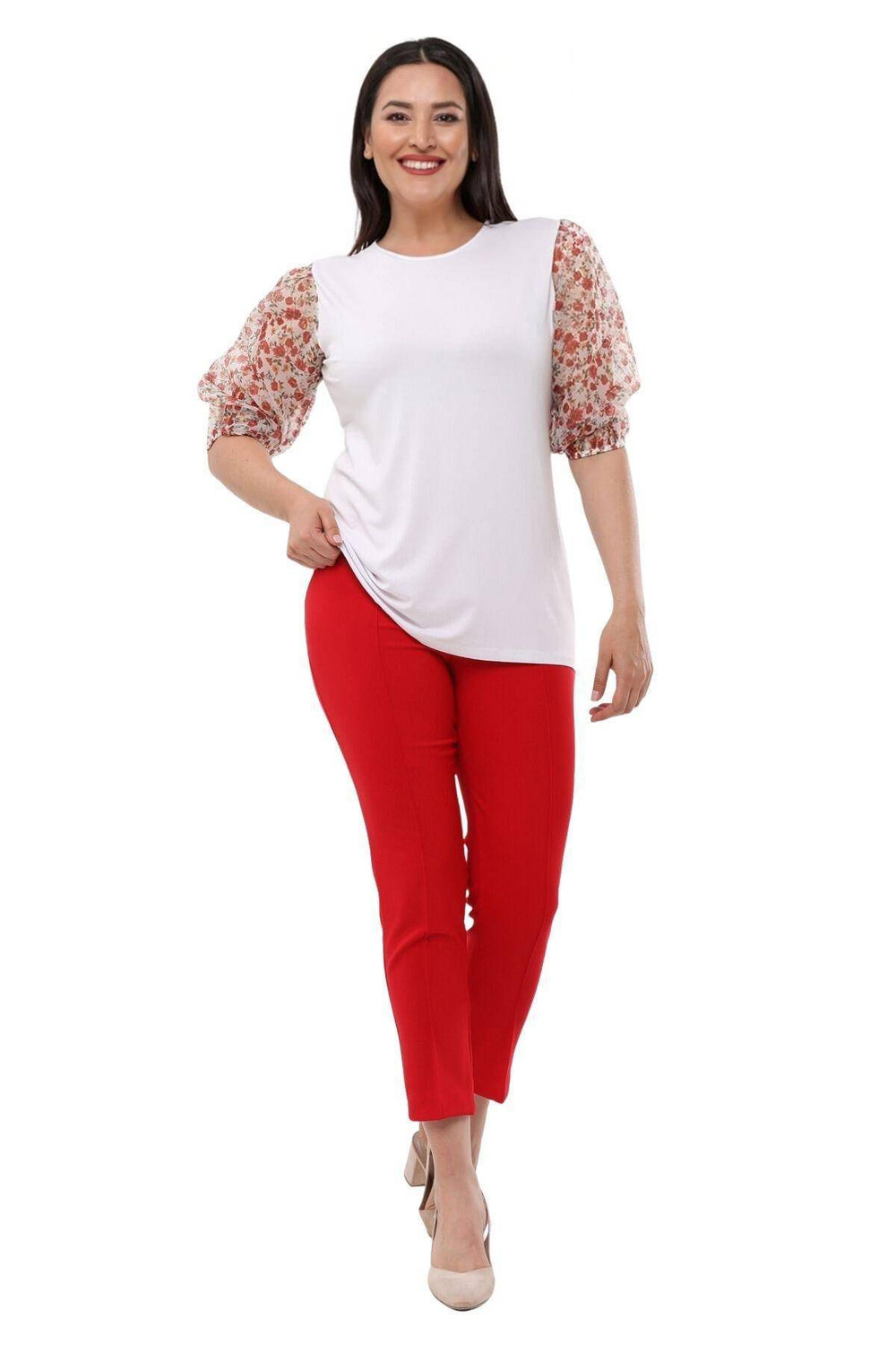 Büyük Beden Kadın Yüksek Bel Likralı Atlas Pantolon - Image 63