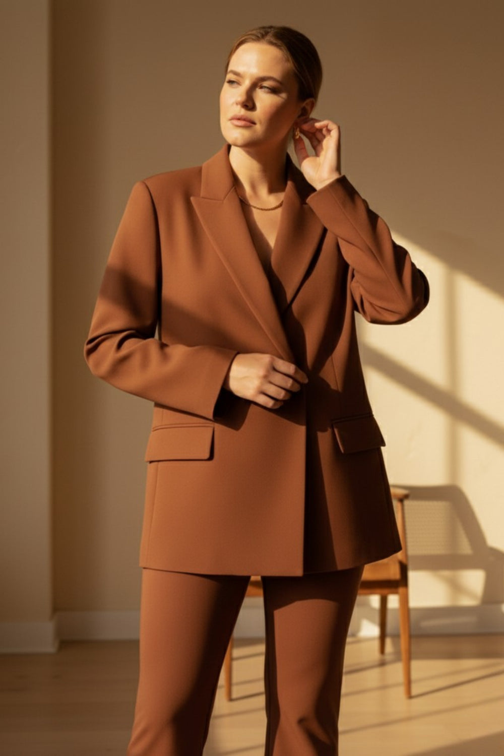 Büyük Beden Kadın  Oversize Vatkalı Astarlı Blazer Ceket - Image 17