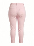 Elastische Damenjeans mit hohem Bund, große Größen