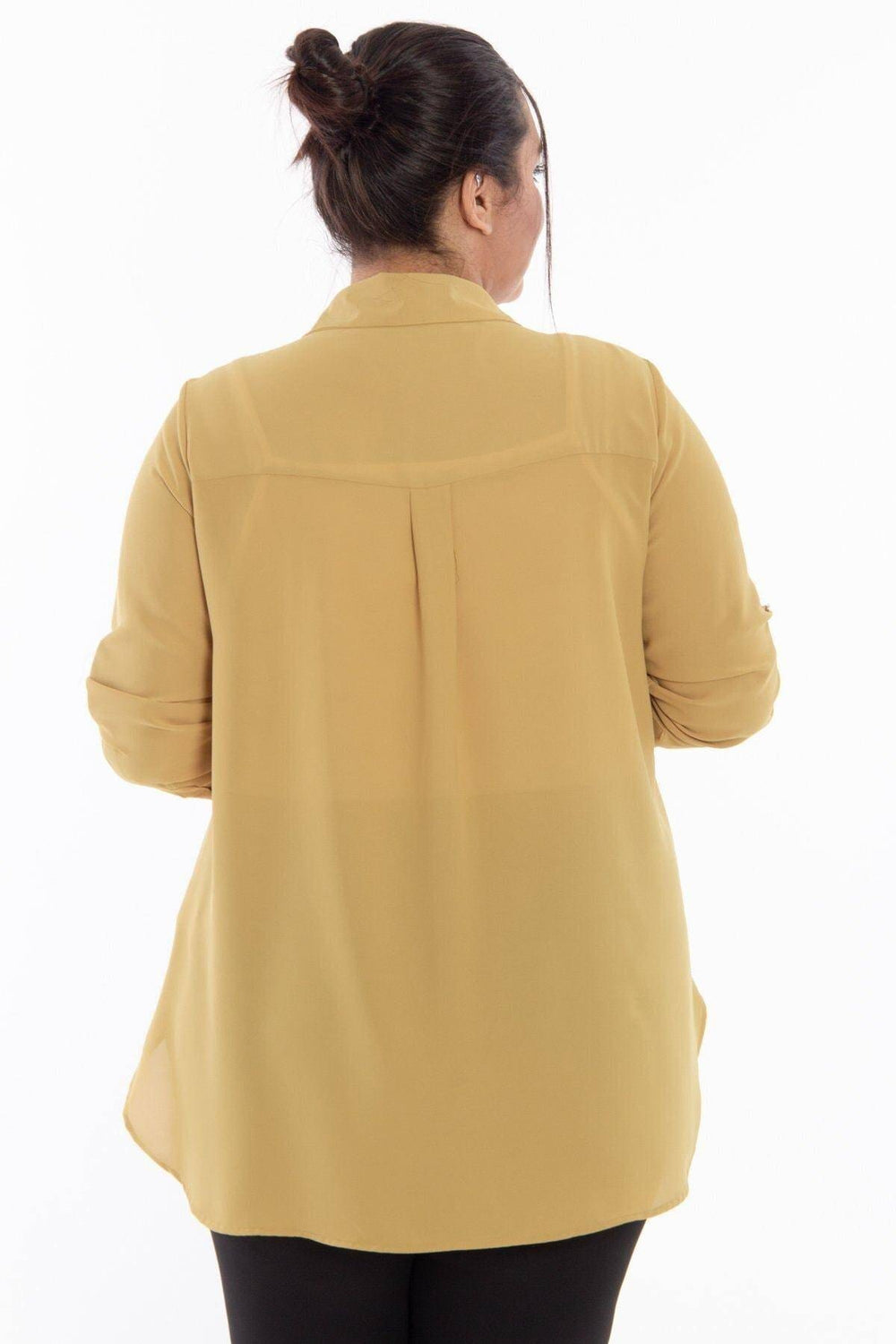 Plus Size Women's Terracotta Hidden Placket Wrinkle-Free Woven Shirt - Image 41