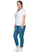 V-Ausschnitt Print-T-Shirt