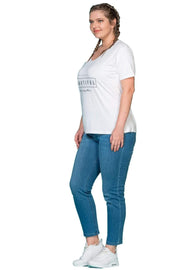 V Yaka Baskılı T-shirt - Siyah